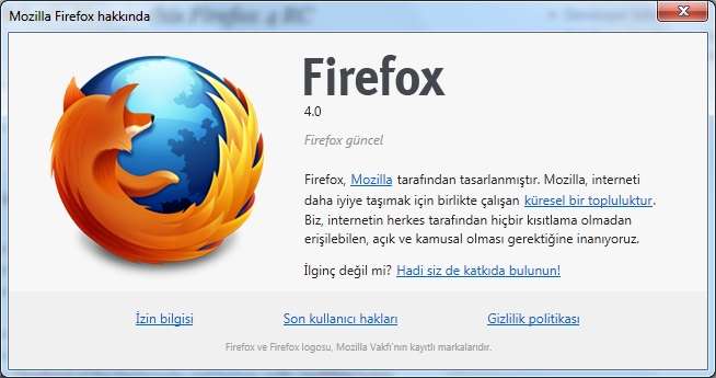 Mozilla Firefox v4.0 Türkçe